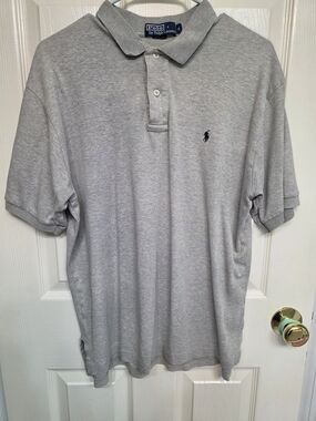 Polo by Ralph Lauren Men's Light Gray Cotton Polo Shirt
